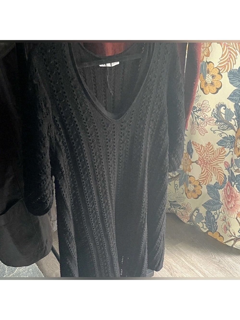 Zara Black Textured Dress with slip lining. This is a nice piece.